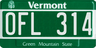VT license plate OFL314
