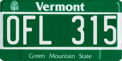 VT license plate OFL315