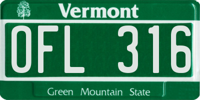 VT license plate OFL316