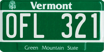 VT license plate OFL321