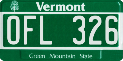 VT license plate OFL326