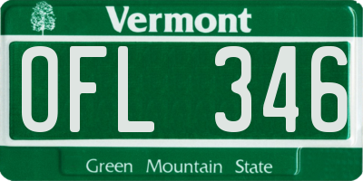 VT license plate OFL346