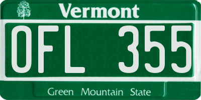 VT license plate OFL355