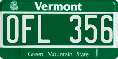 VT license plate OFL356