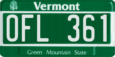 VT license plate OFL361