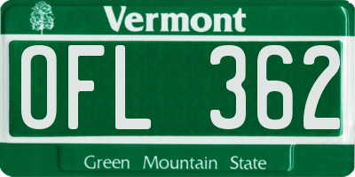 VT license plate OFL362