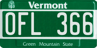 VT license plate OFL366