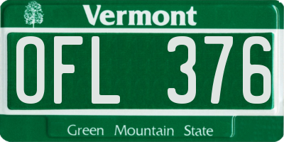 VT license plate OFL376