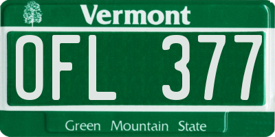 VT license plate OFL377