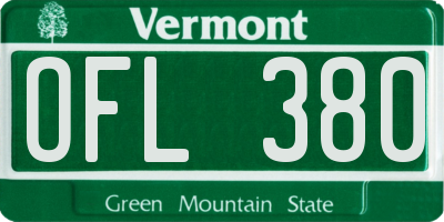 VT license plate OFL380