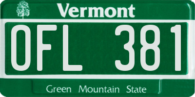 VT license plate OFL381