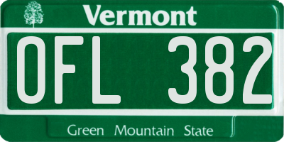 VT license plate OFL382