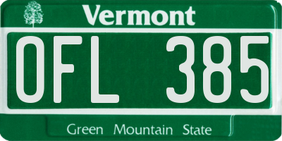VT license plate OFL385