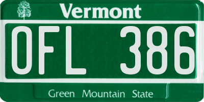 VT license plate OFL386