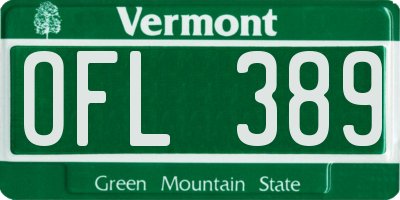 VT license plate OFL389
