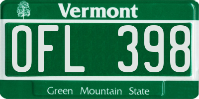 VT license plate OFL398