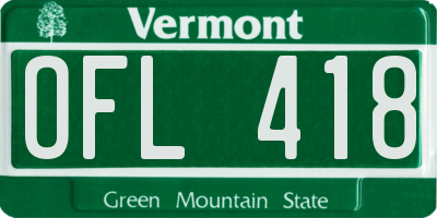 VT license plate OFL418