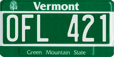 VT license plate OFL421