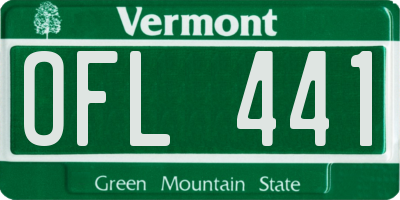 VT license plate OFL441