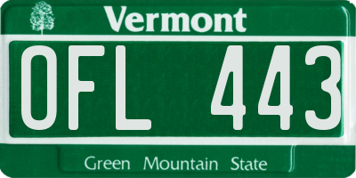 VT license plate OFL443