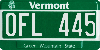 VT license plate OFL445