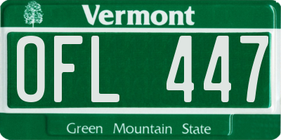 VT license plate OFL447