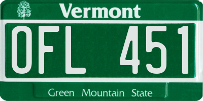 VT license plate OFL451