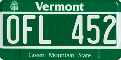 VT license plate OFL452