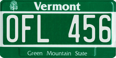 VT license plate OFL456