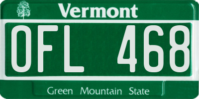 VT license plate OFL468