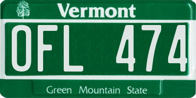 VT license plate OFL474