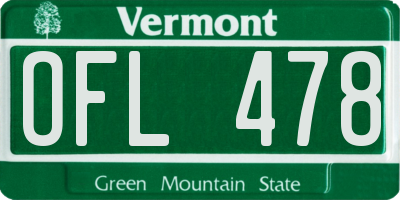 VT license plate OFL478