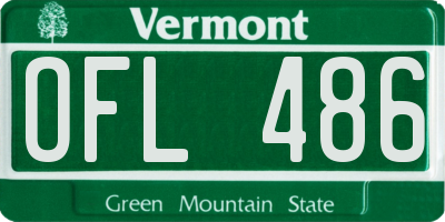 VT license plate OFL486
