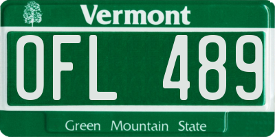 VT license plate OFL489