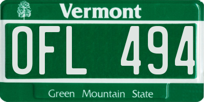 VT license plate OFL494
