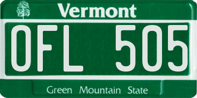 VT license plate OFL505