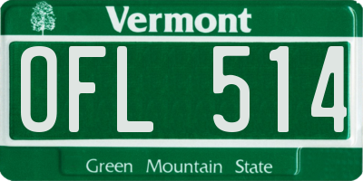 VT license plate OFL514