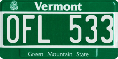 VT license plate OFL533
