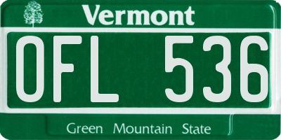 VT license plate OFL536
