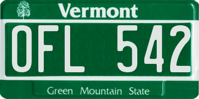 VT license plate OFL542
