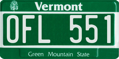 VT license plate OFL551