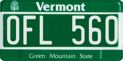 VT license plate OFL560