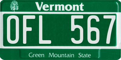VT license plate OFL567
