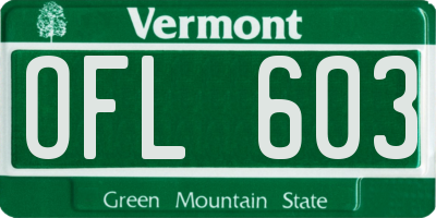 VT license plate OFL603
