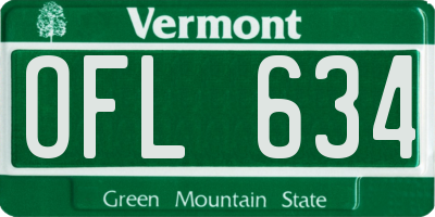 VT license plate OFL634