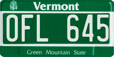 VT license plate OFL645
