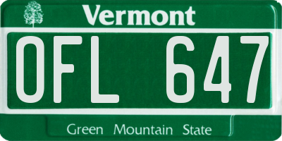 VT license plate OFL647