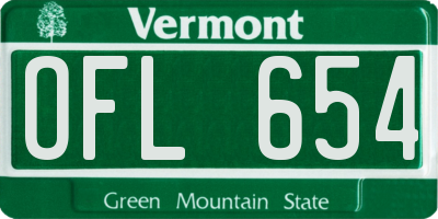 VT license plate OFL654