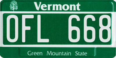 VT license plate OFL668