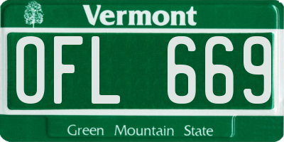 VT license plate OFL669